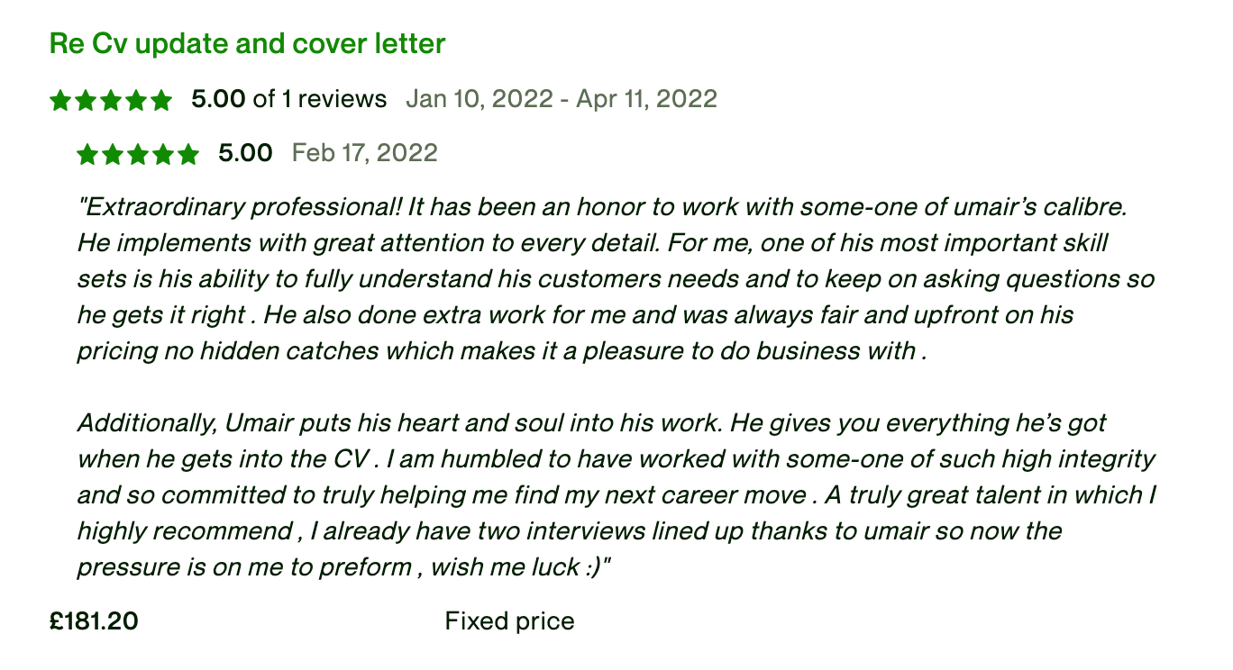 Cv writing service great feedback from clients 19