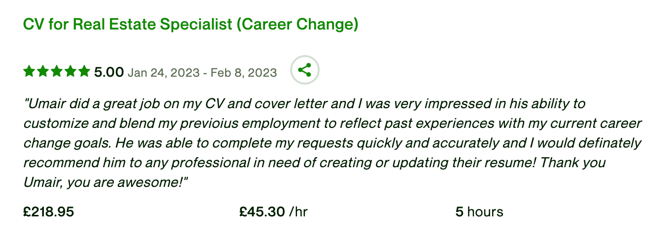 Cv writing service great feedback from clients 7